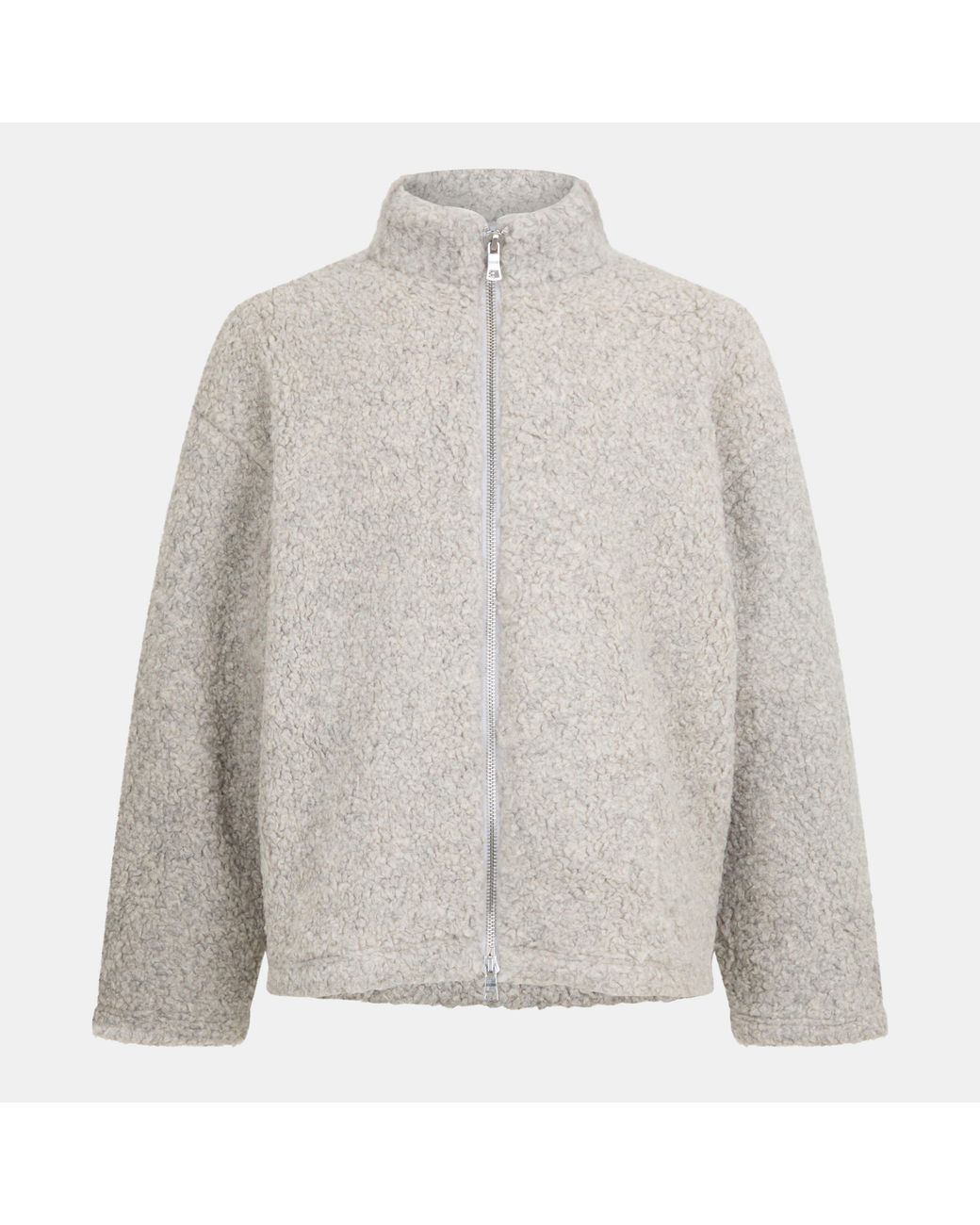 MKI Miyuki-Zoku Gray Wool Fleece Zipped Knitted Top for men