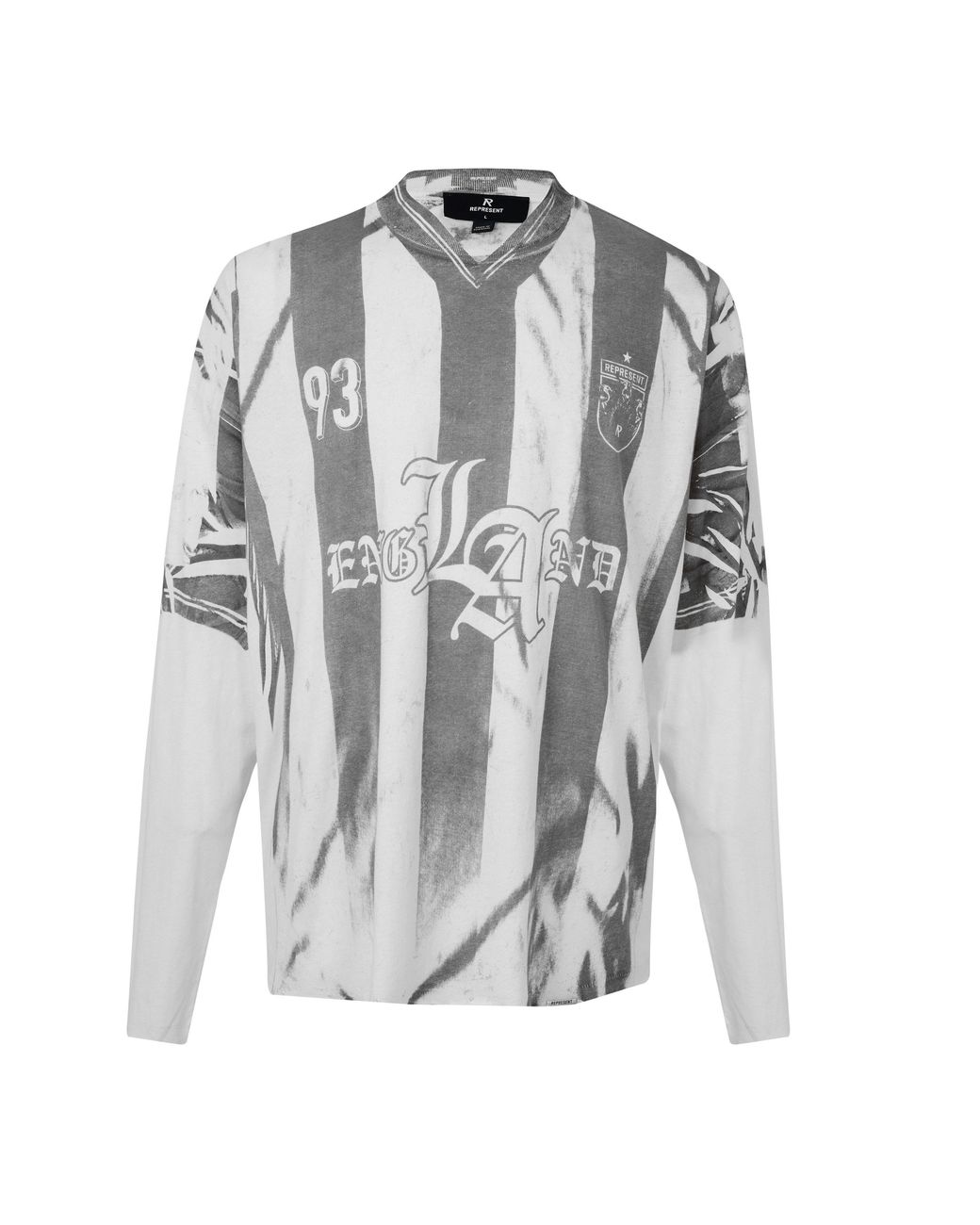 Represent Gray England Long-Sleeve Cotton Graphic Oversized T-Shirt for men
