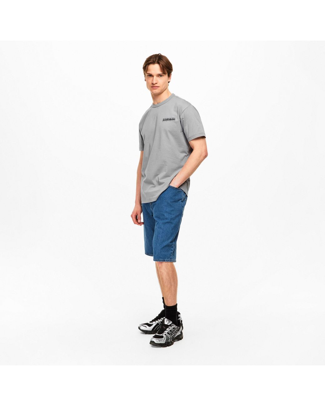 Napapijri Gray Graphic T-Shirt for men