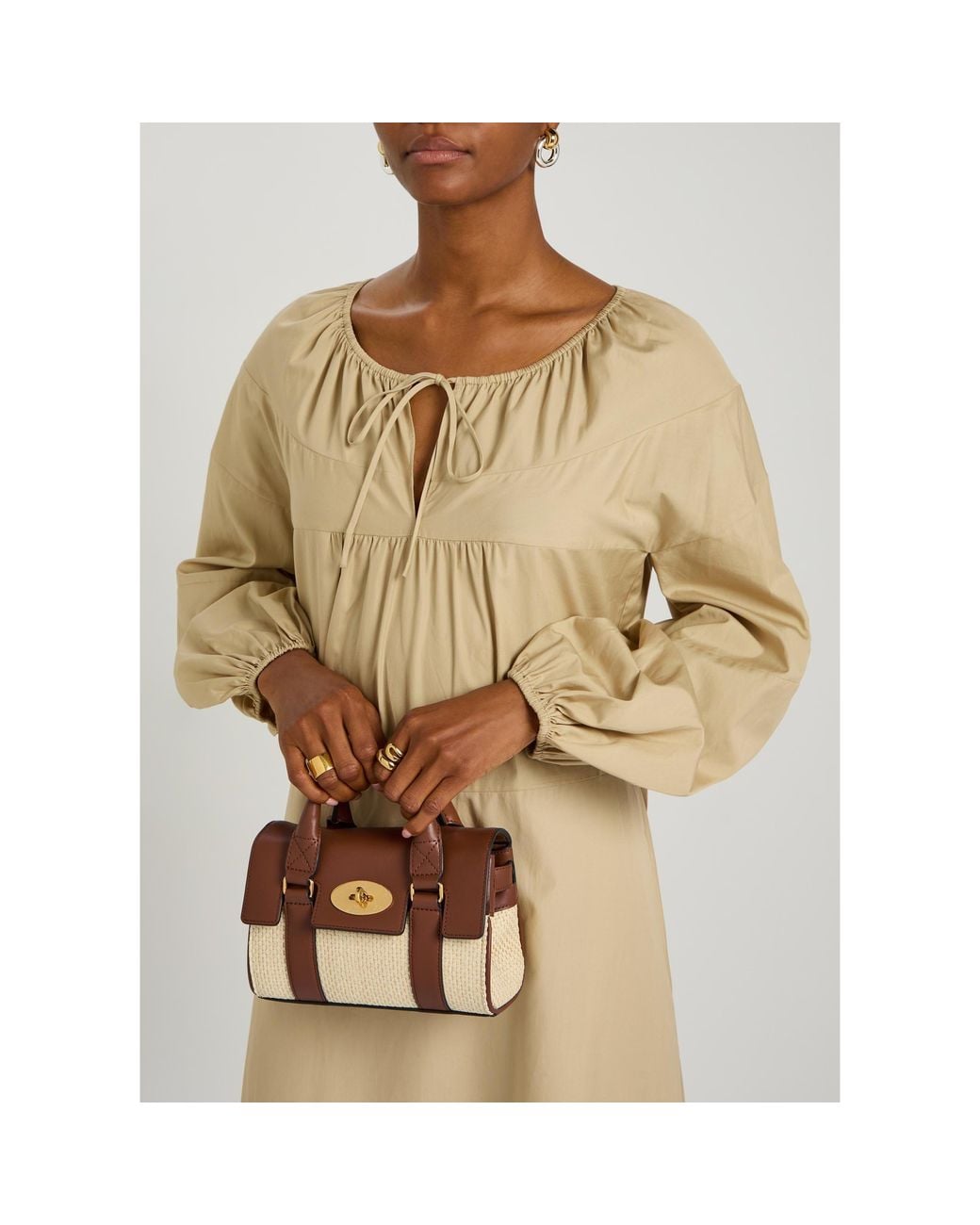 Mulberry Brown Heritage Raffia Mini Bayswater