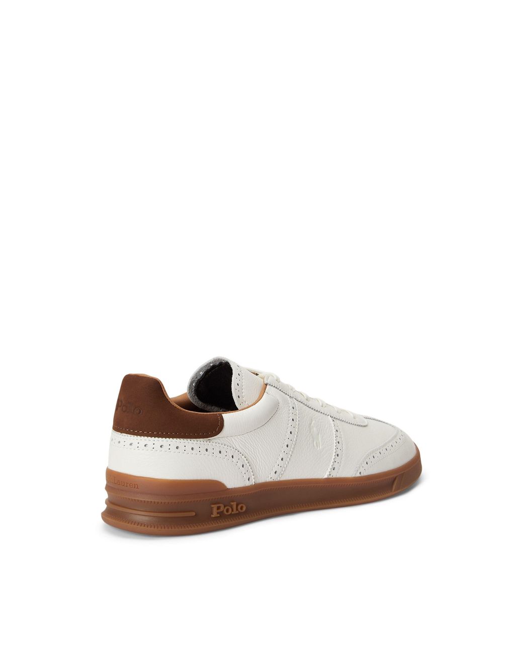 Polo Ralph Lauren White Heritage Aera Brogue Leather Low-Top Trainers for men