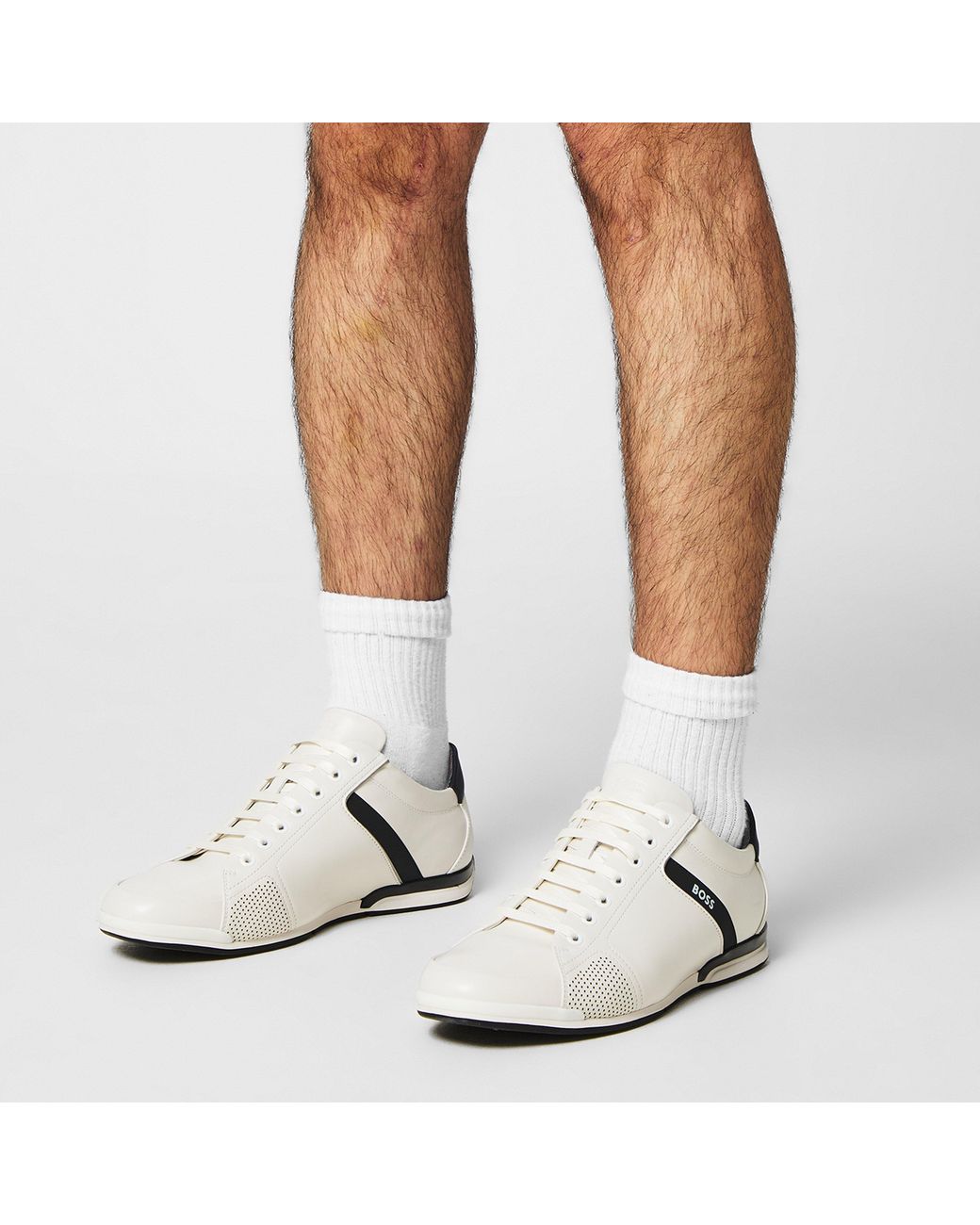 Boss White Saturn Low Trainers for men