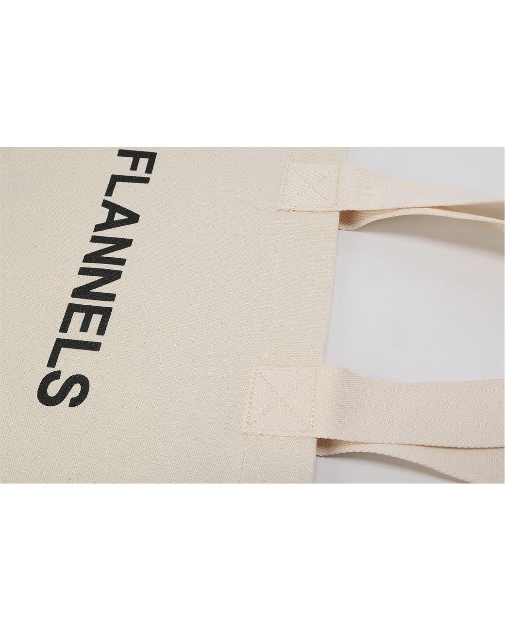 Flannels White Canvas Logo Tote Bag
