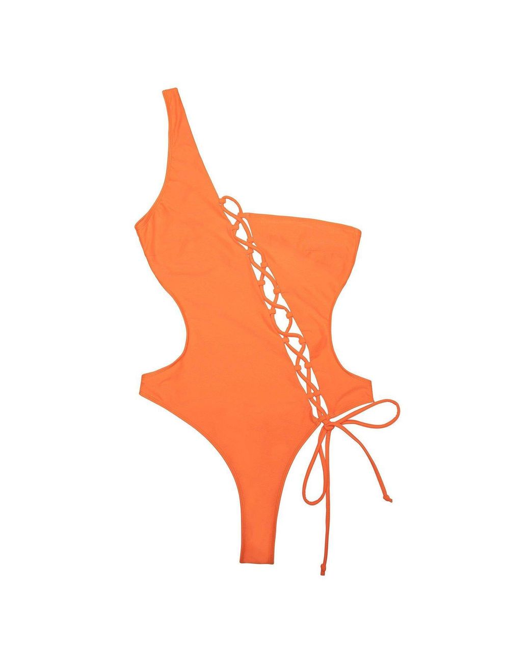 Wolf & Whistle Orange Gianna Lattice Swimsuit