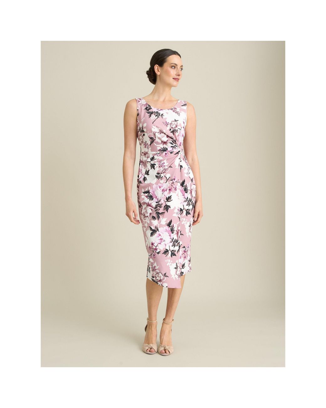 Gina Bacconi Pink Roma Twist Knot Floral Dress