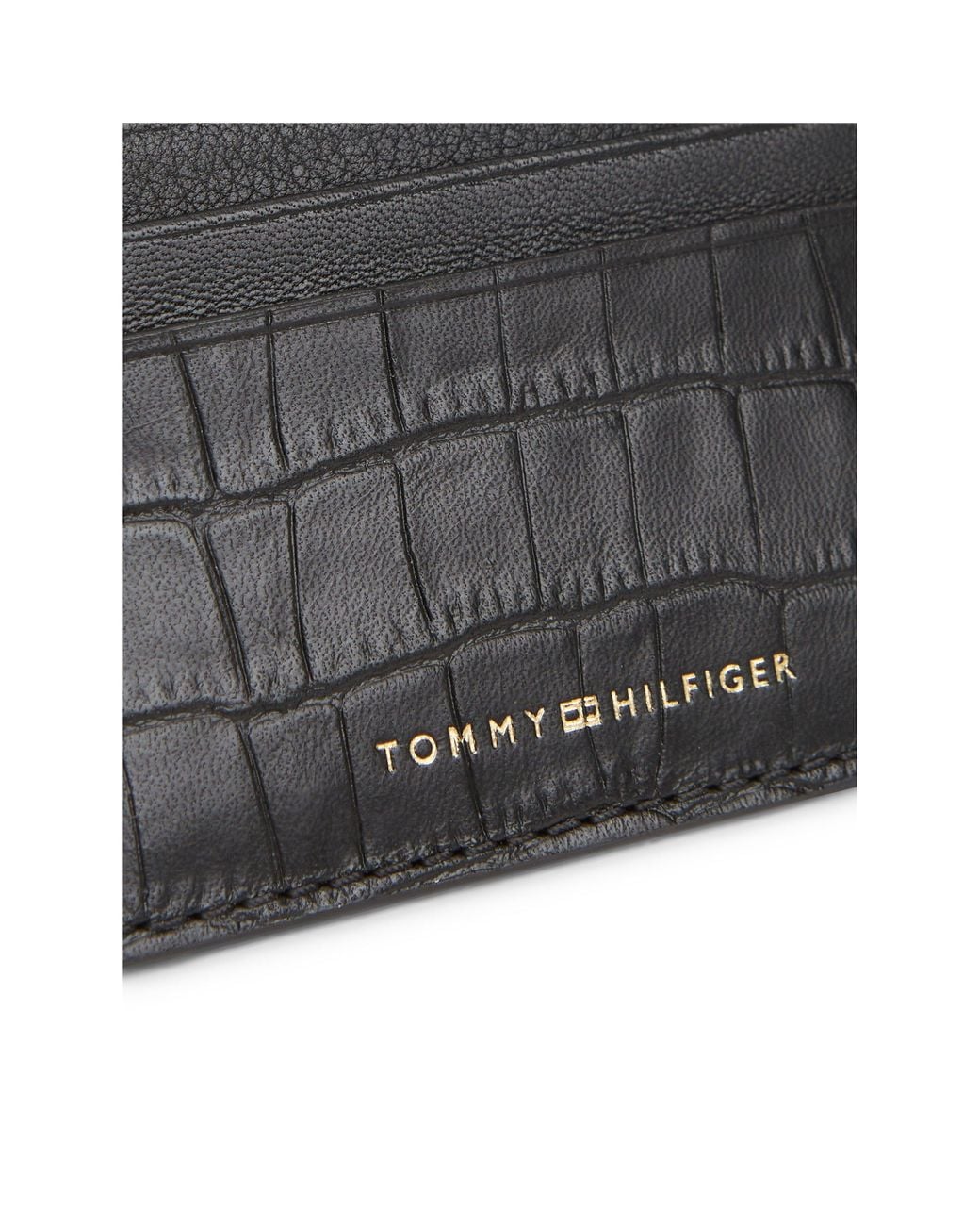 Tommy Hilfiger Black Leather Croc Cardholder for men