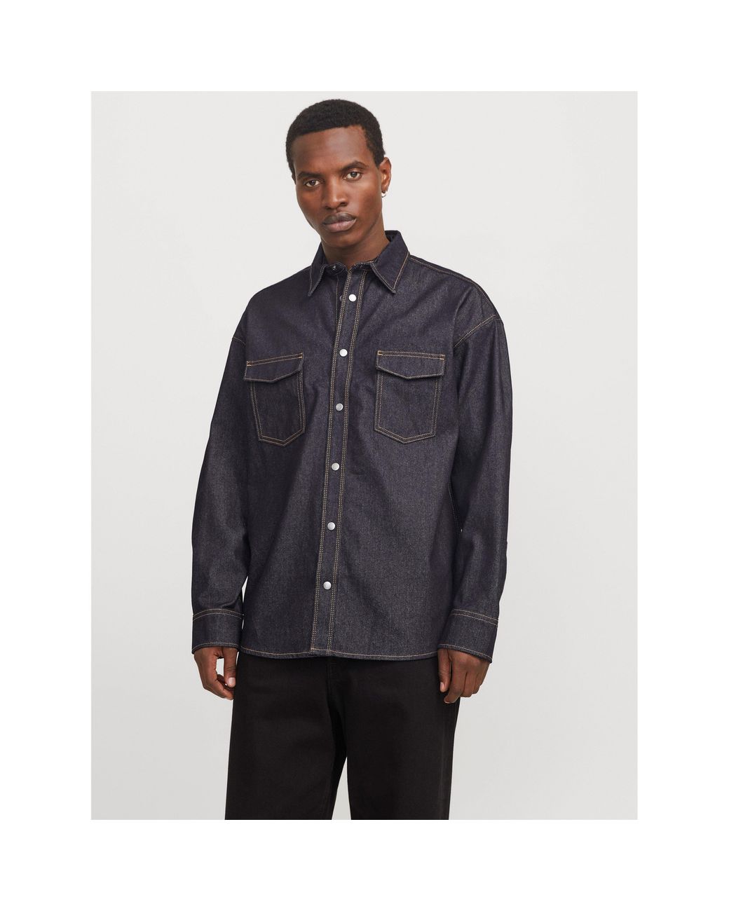 Jack & Jones Blue Astin Long Sleeve Denim Shirt for men