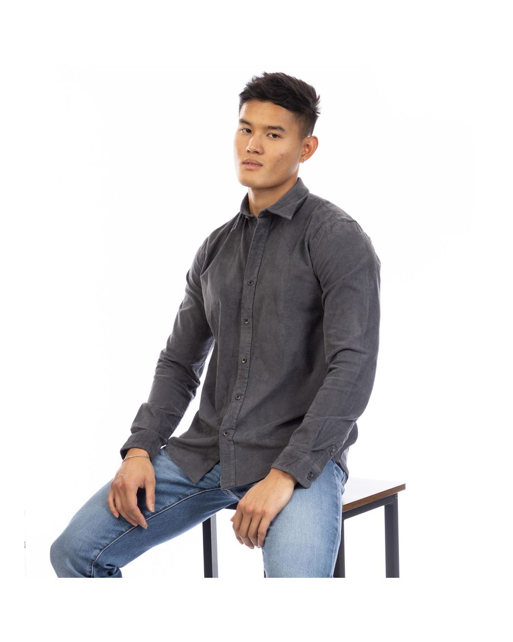 Peter Werth Gray Bramford Long Sleeve Plain Shirt for men