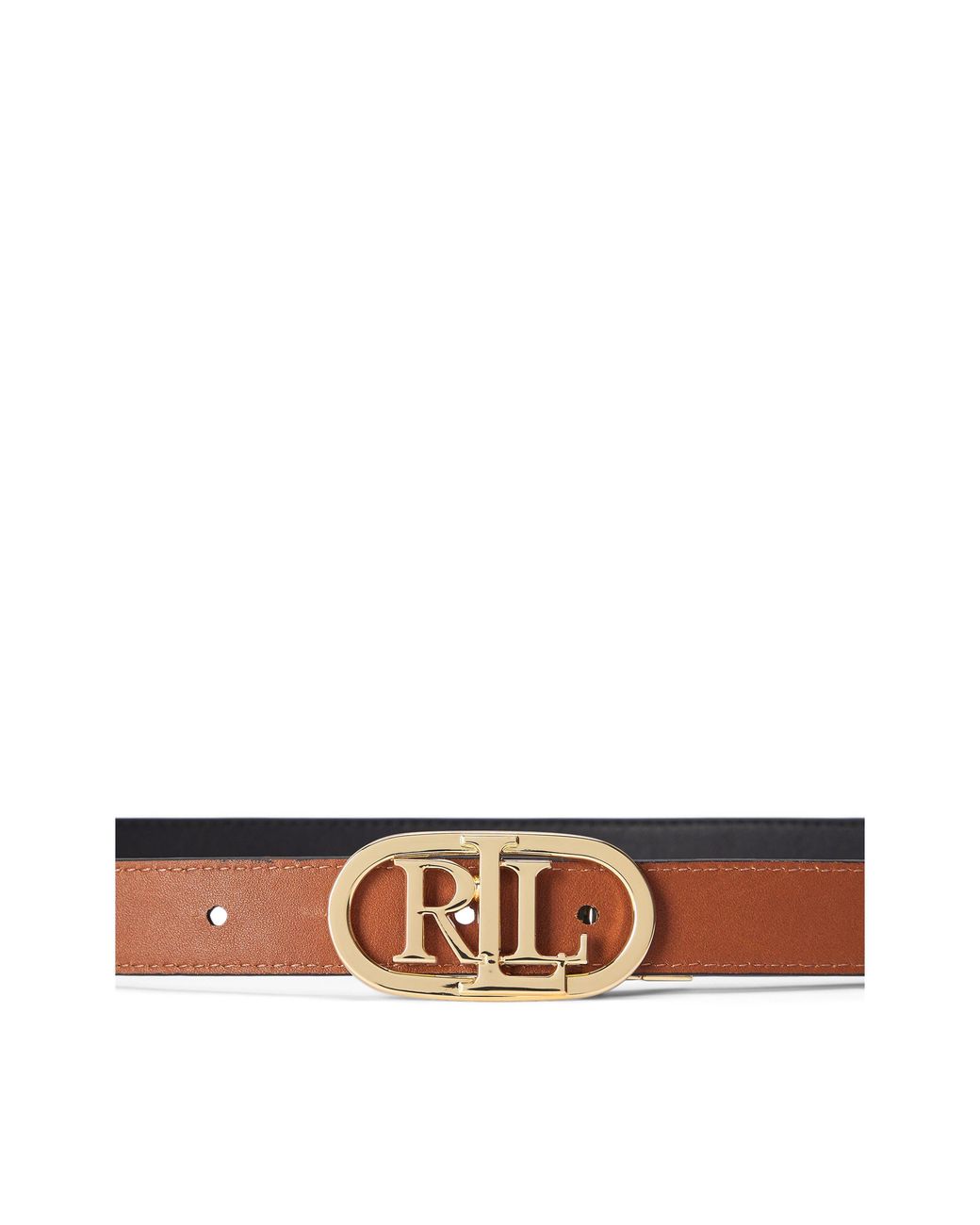 Ralph Lauren Multicolor Oval-Logo Reversible Leather Skinny Belt