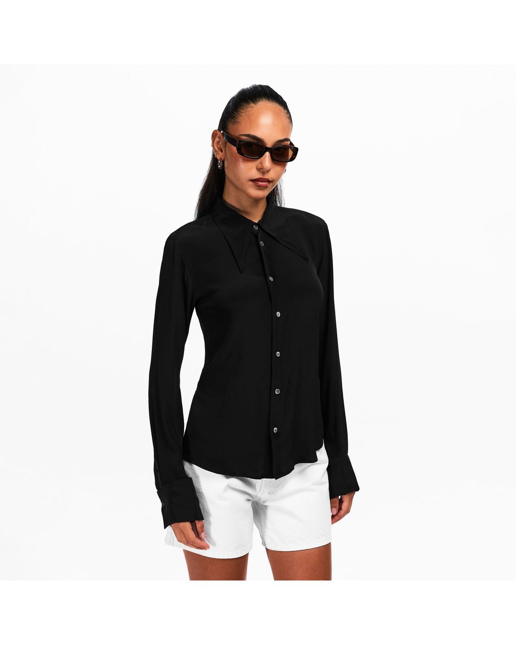 AMI Black Ami Collar Shrt Ld61