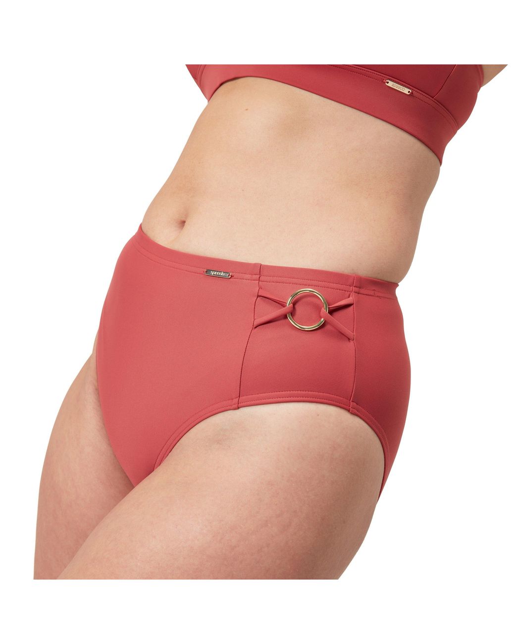 Speedo Red Shaping High-Waisted Performance Bikini Bottom