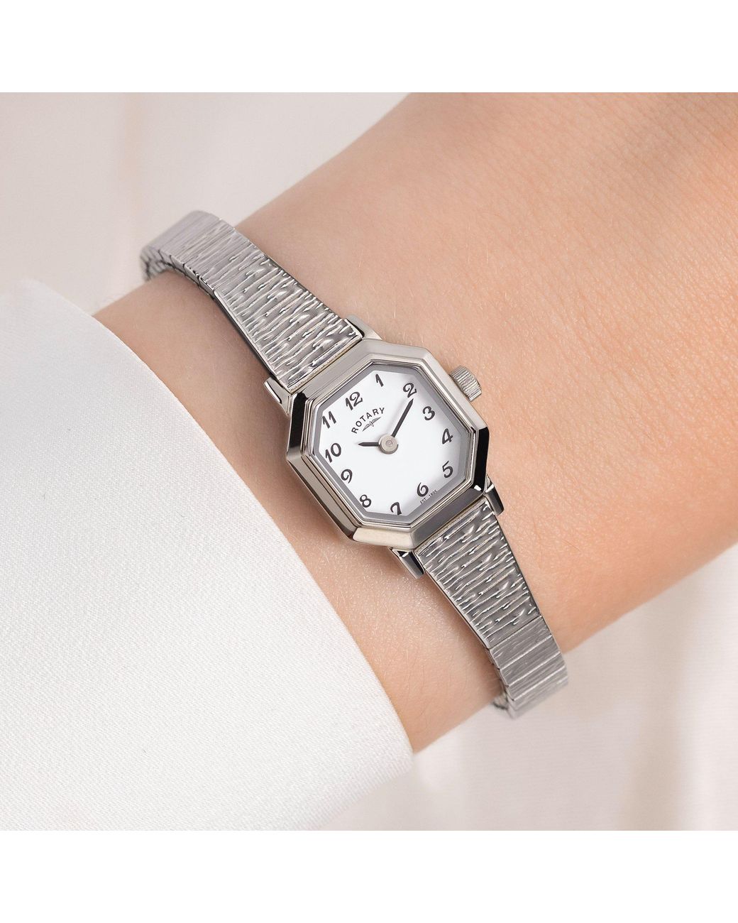 Rotary Metallic Ladies Heritage Octagonal Ss Expander Watch