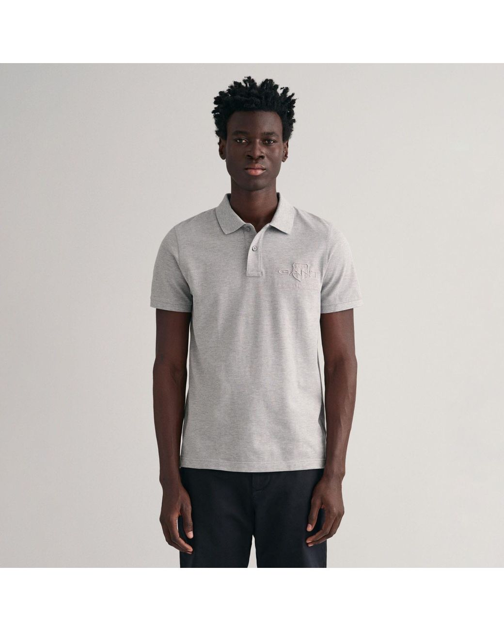 Gant Gray Tonal Shield Polo Shirt for men