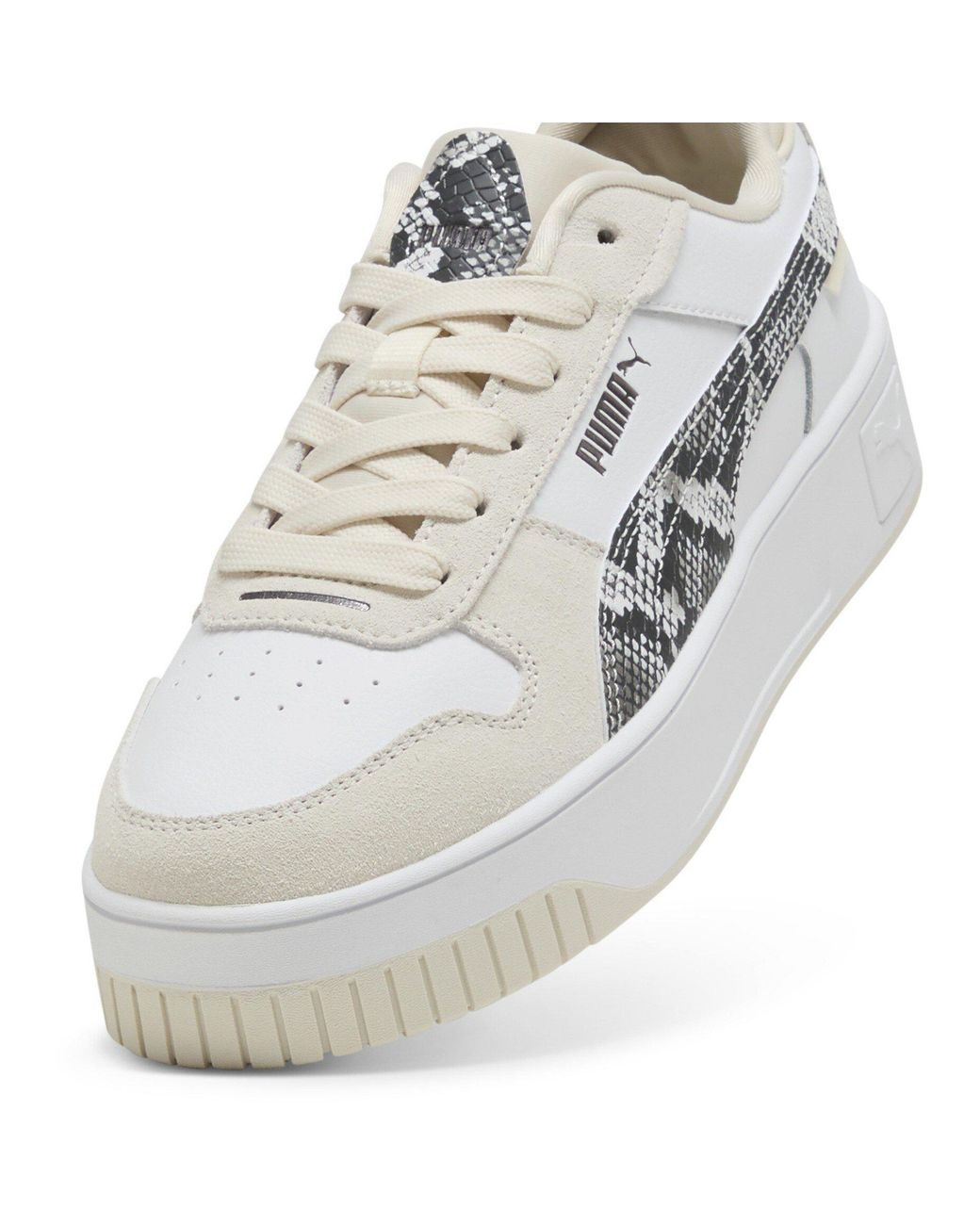 PUMA White Carina Street Snake Chic Low-Top Trainers