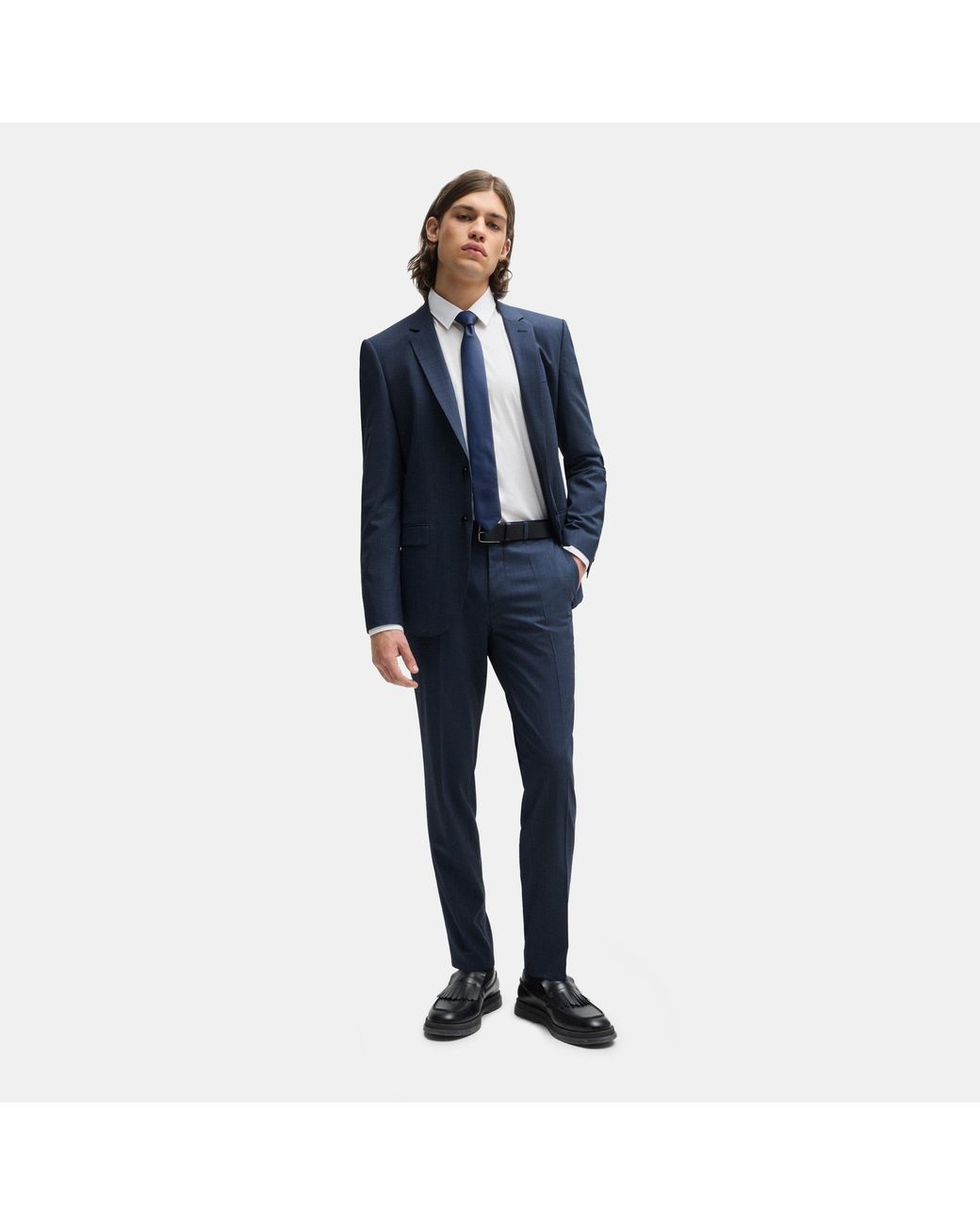 HUGO Blue Hesten232X Straight Leg Trousers for men