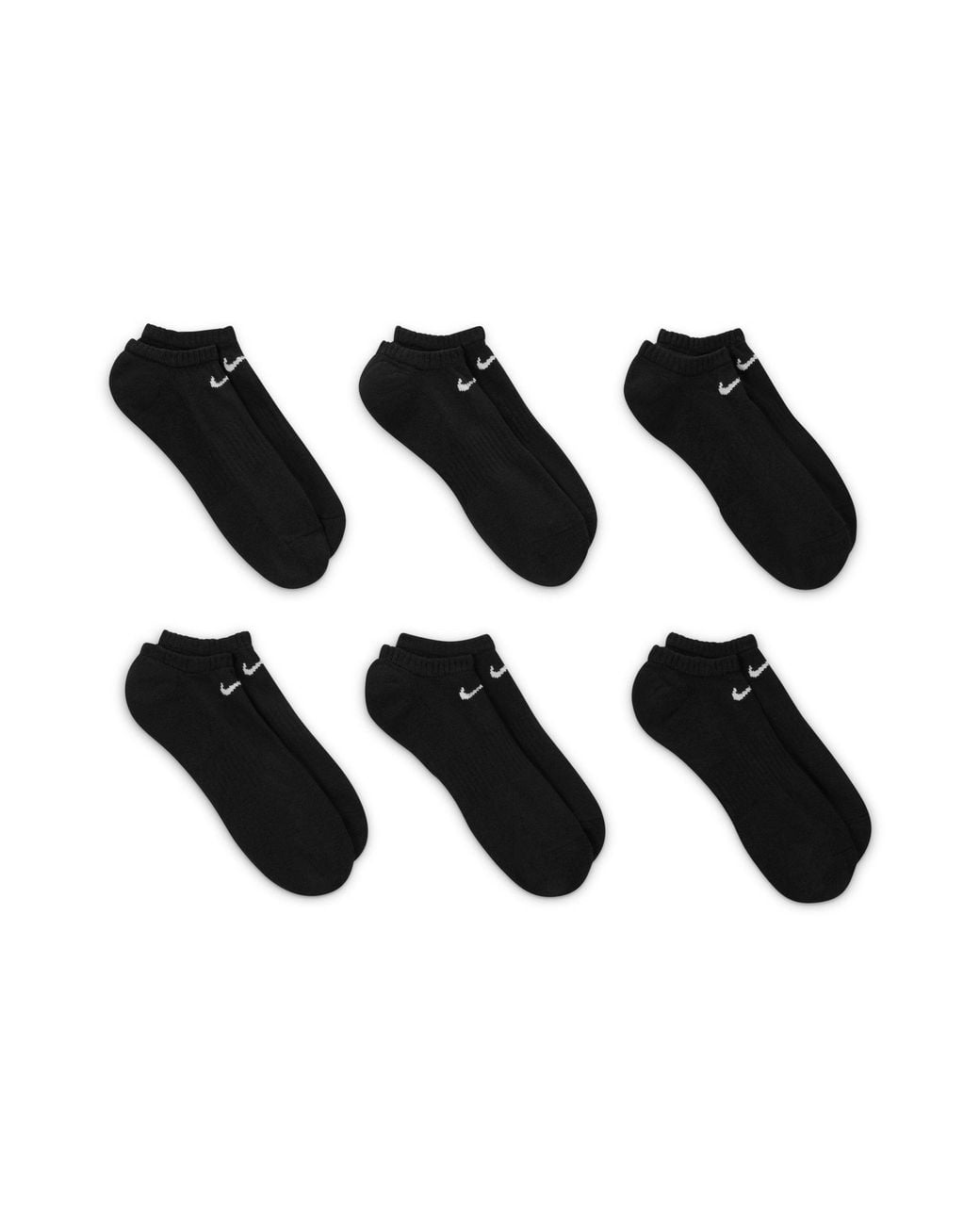 Nike Black 6 Pack No Show Trainer Socks for men