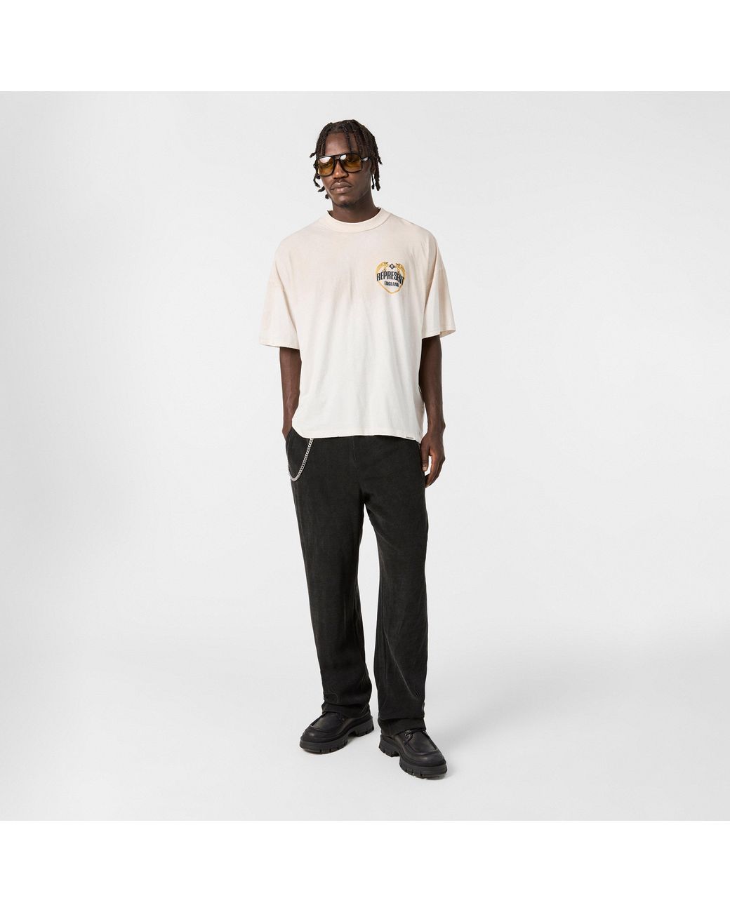 Represent White Angel Border Oversized T-Shirt for men