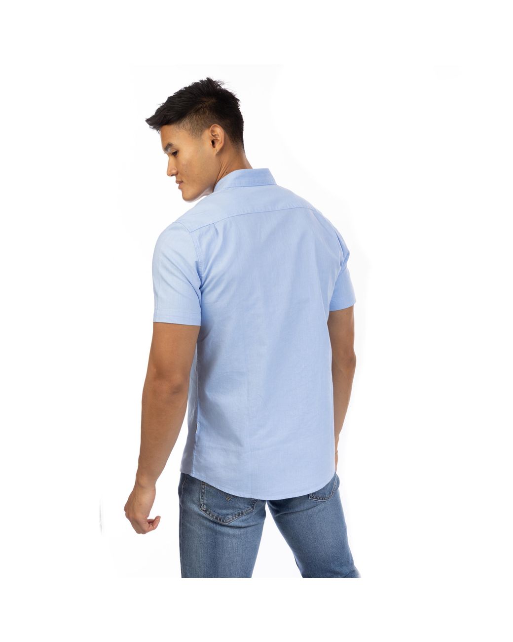 Peter Werth Blue Church Short Sleeve Plain Shirt for men