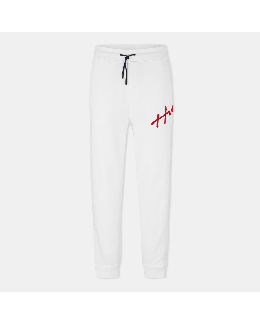 HUGO White Drog Closed Hem Jersey Joggers for men
