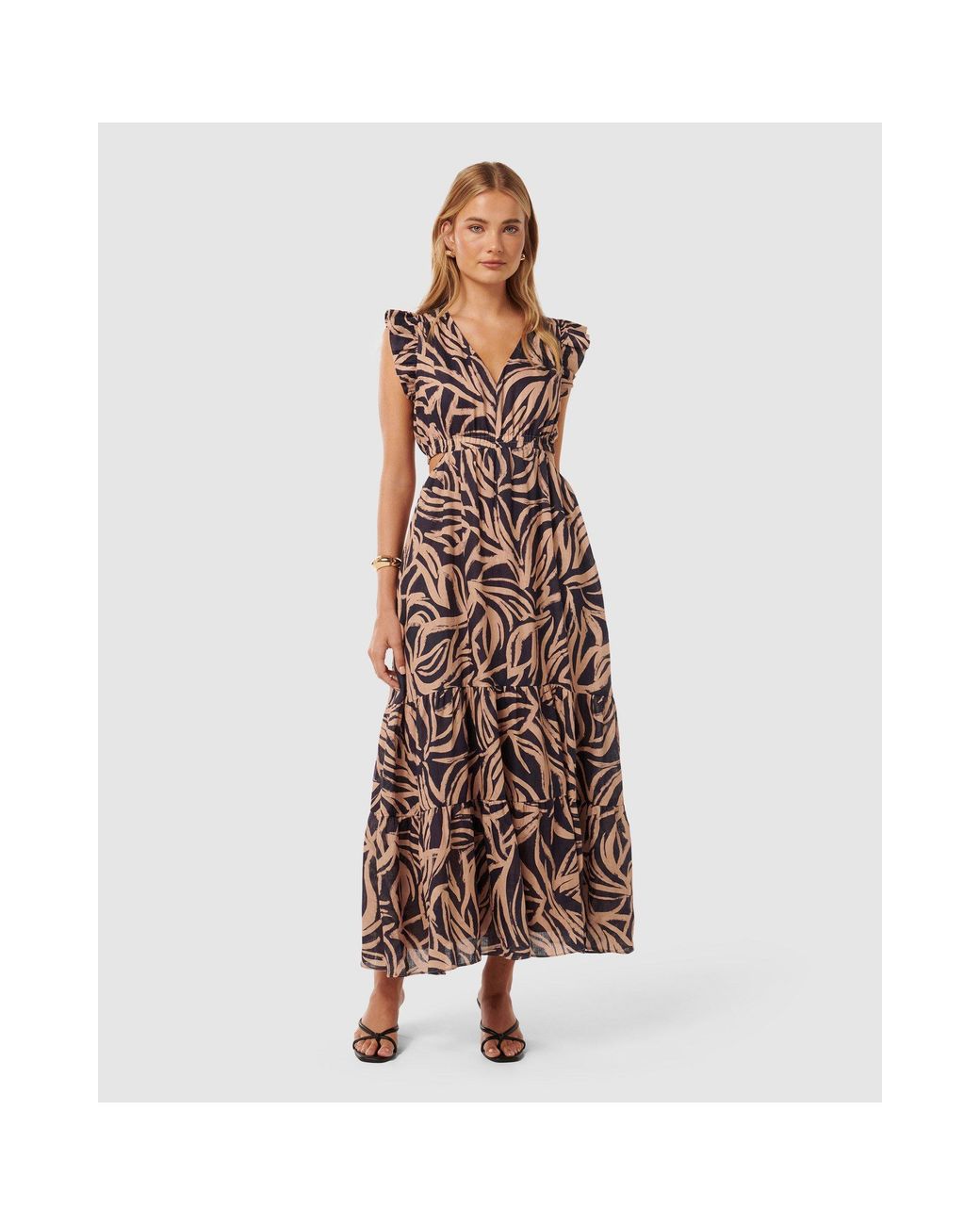 Forever New Metallic Tobi Side Cut Out Dress