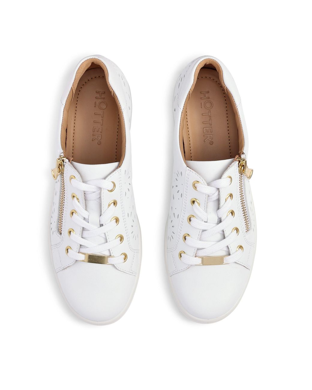 Hotter White Wonder Leather Trainers