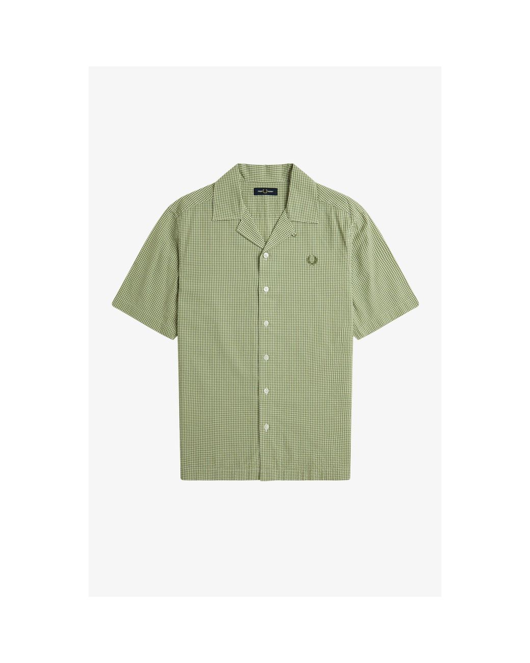 Fred Perry Green Gingham Short Sleeve Shirt for men