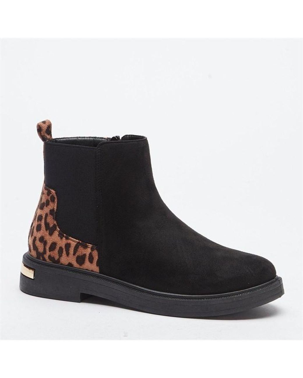 Black and leopard print chelsea boots hot sale