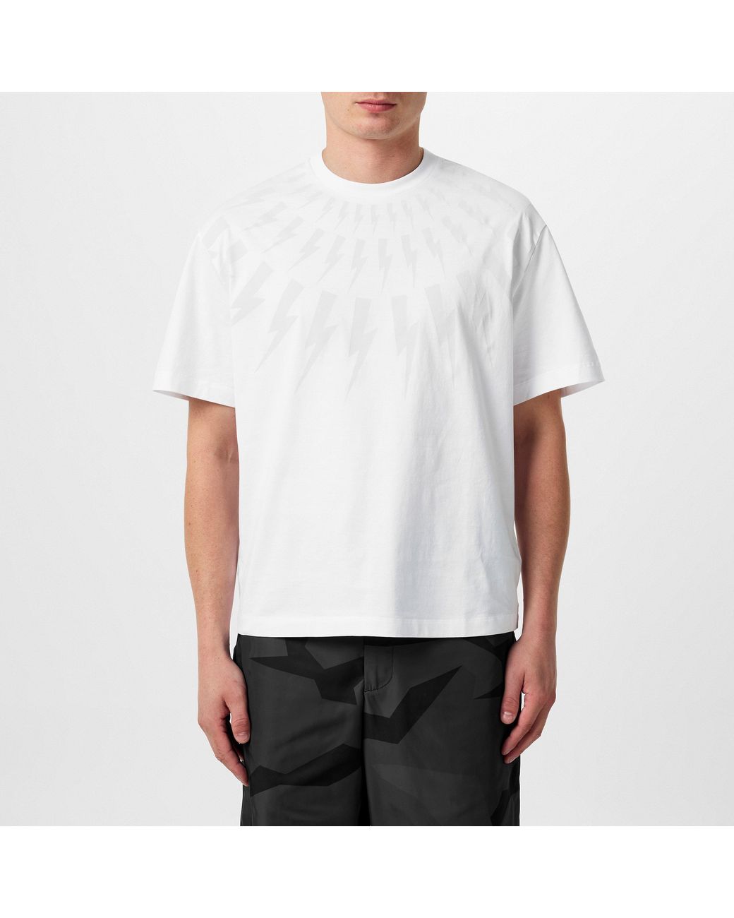 Neil Barrett White Thunderbolt T-Shirt for men