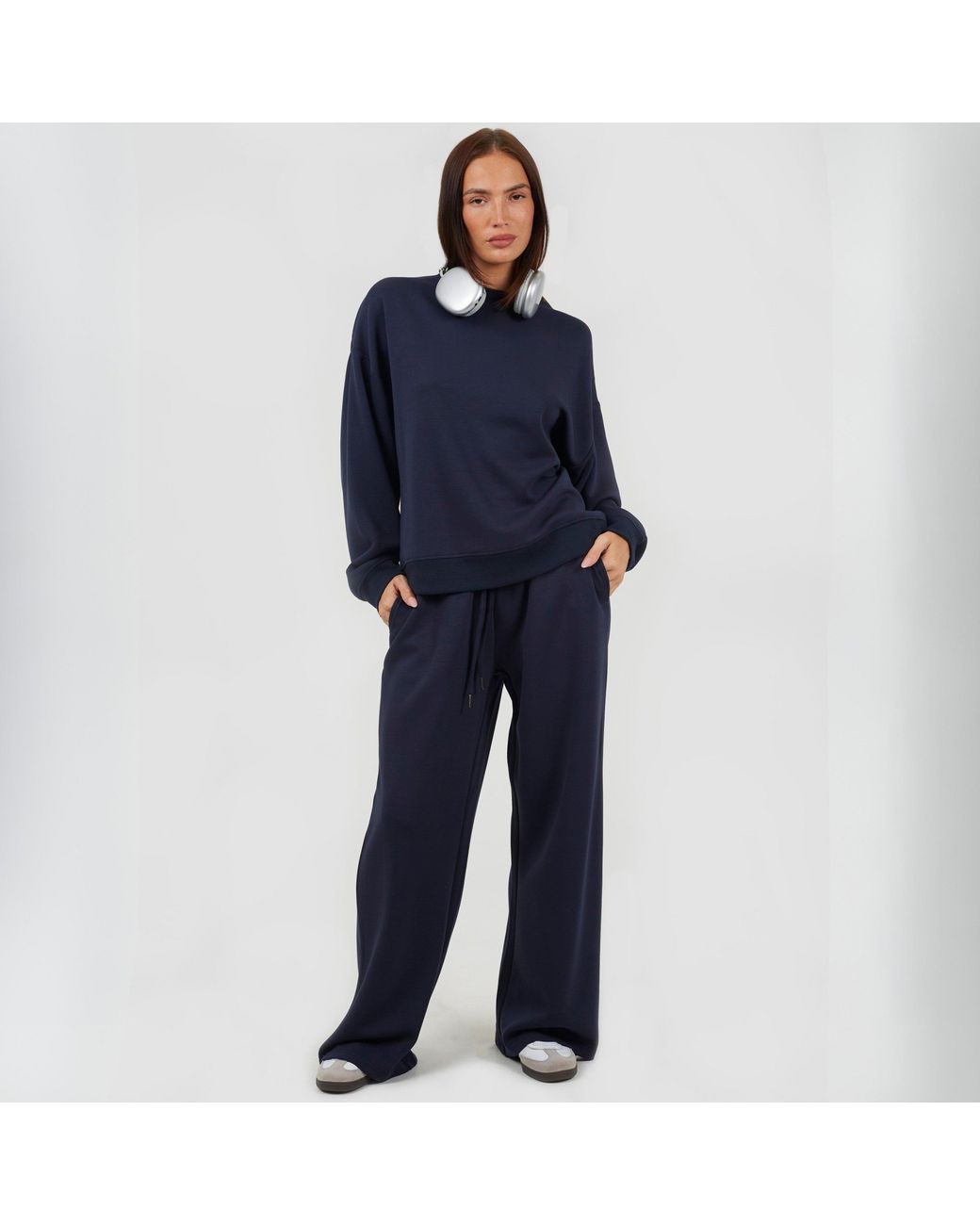 Brave Soul Blue Ladies Wide Leg Scuba Jogger