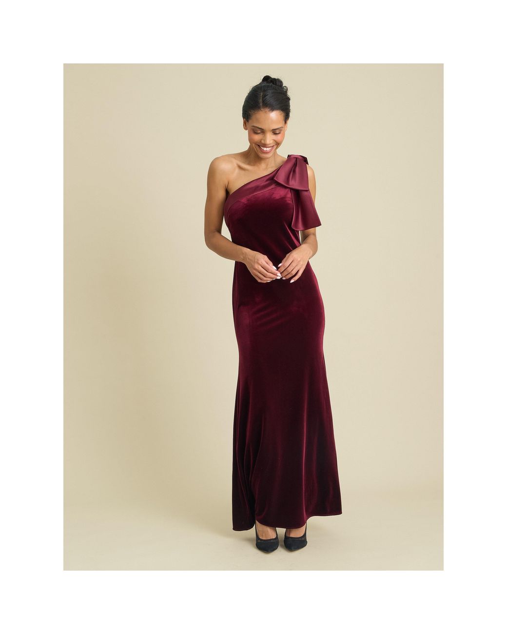 Gina Bacconi Red Angela One Shoulder Maxi Dress