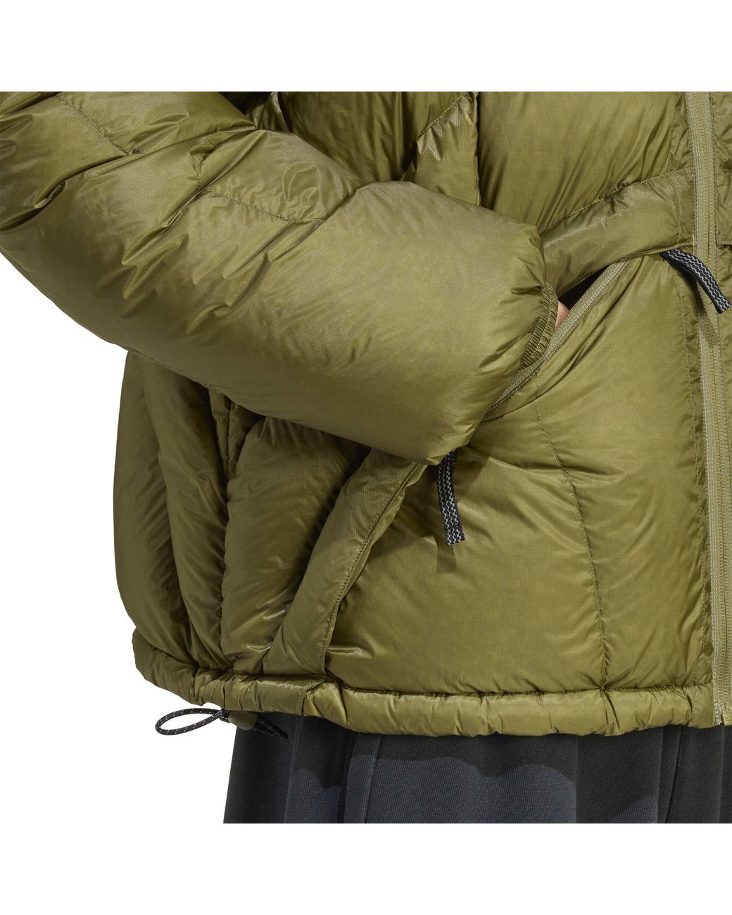 Adidas Green Eqt Full-Zip Hooded Short Puffer Jacket for men