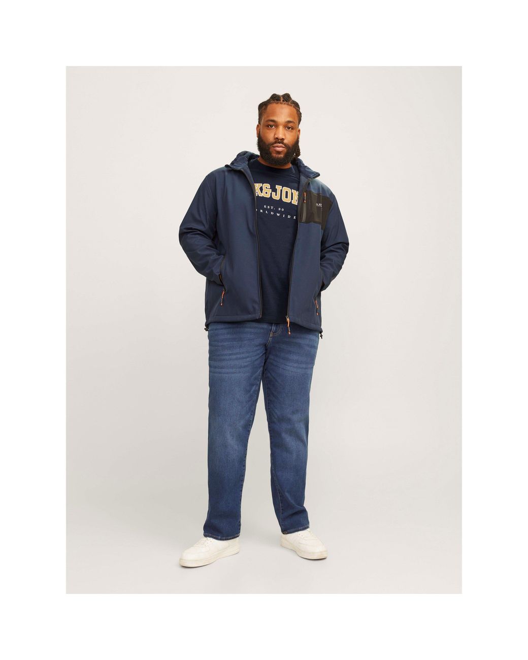 Jack & Jones Blue Varsity Logo Plus Size T-Shirt for men
