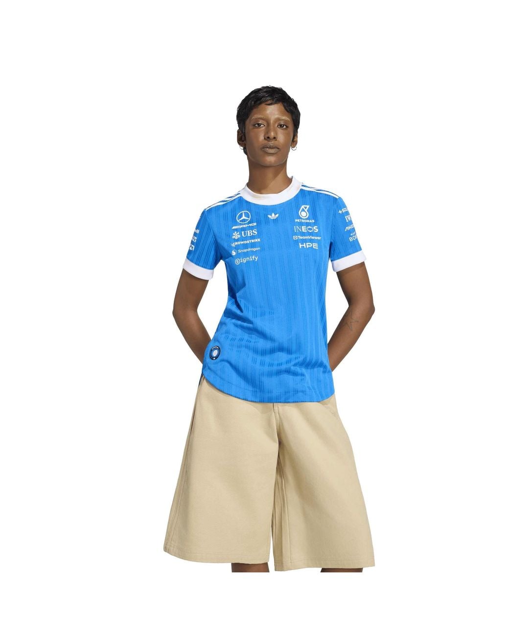 Adidas Originals Blue Mercedes Short-Sleeve Slim-Fit T-Shirt