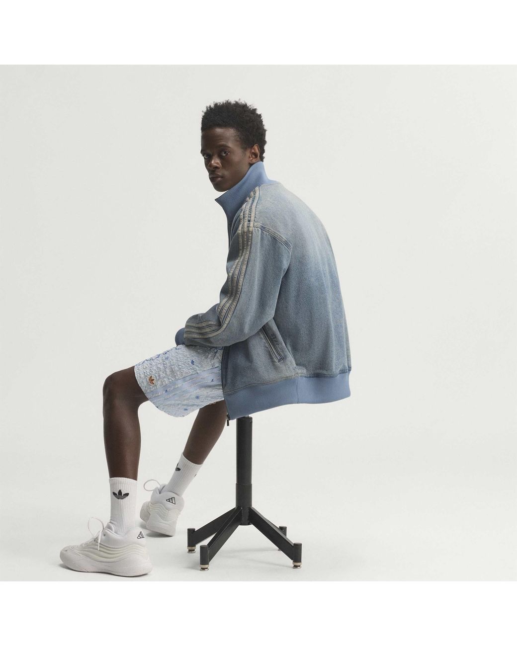 Adidas Originals Blue Firebird Adicolor Denim Track Top Asia Sizing Ks4970 for men