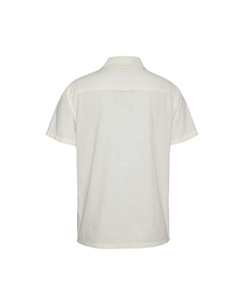 Tommy Hilfiger White Linen Blend Short-Sleeve Plain Shirt for men