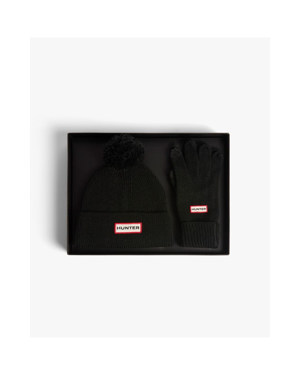Hunter Black Pom Pom Hat And Glove Set