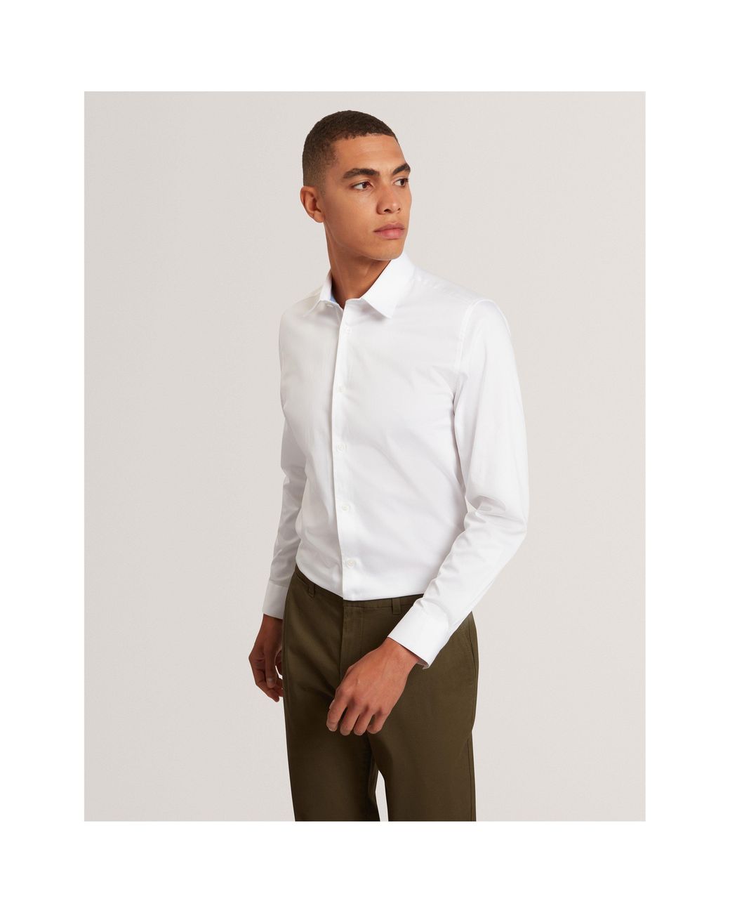 Ted Baker White Long-Sleeve Cotton Shirt for men