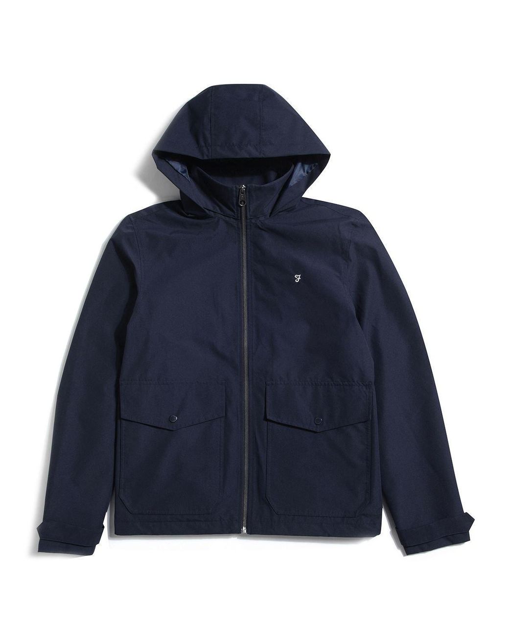 Farah Blue Surrey Hooded Weather-Resistant Trench Coat for men
