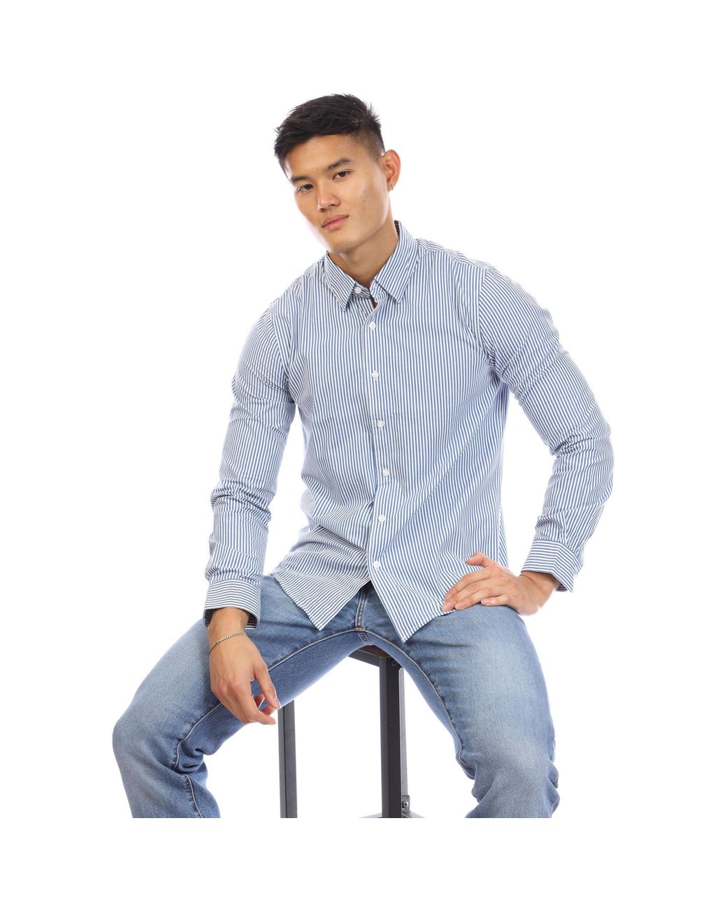 Peter Werth Blue Long Sleeve Plain Shirt for men