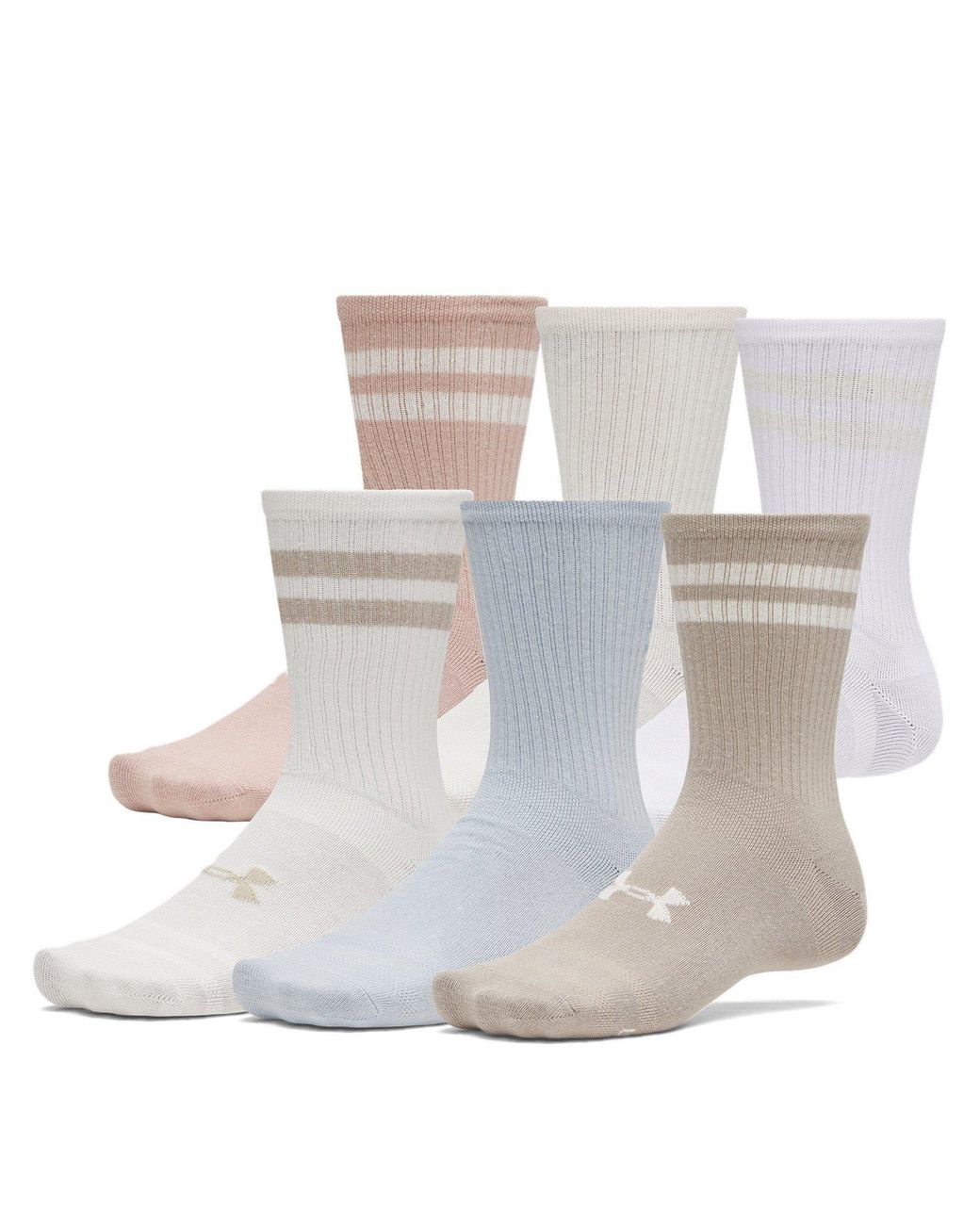 Under Armour White Ua Essential 6Pk Crew Sock Adults