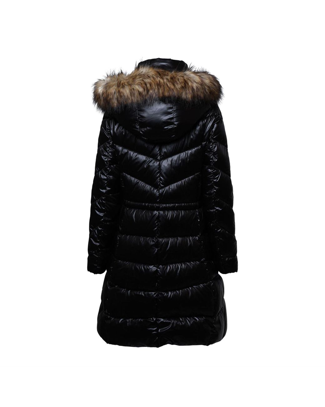 DKNY Black Zip Front Waisted Down Jacket