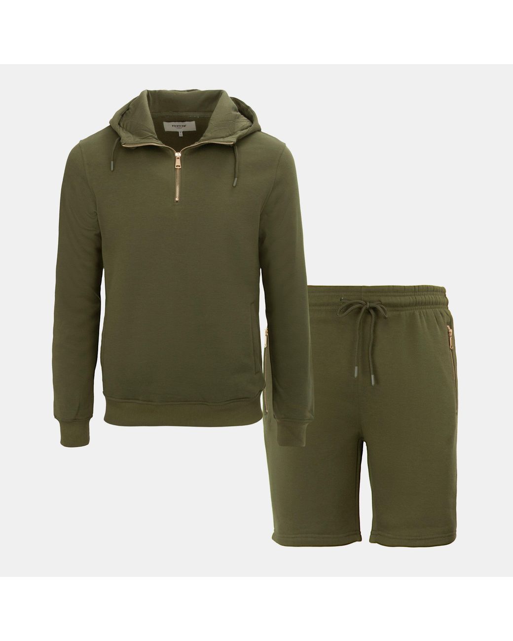 Firetrap Green Hood Shirt And Short Set for men