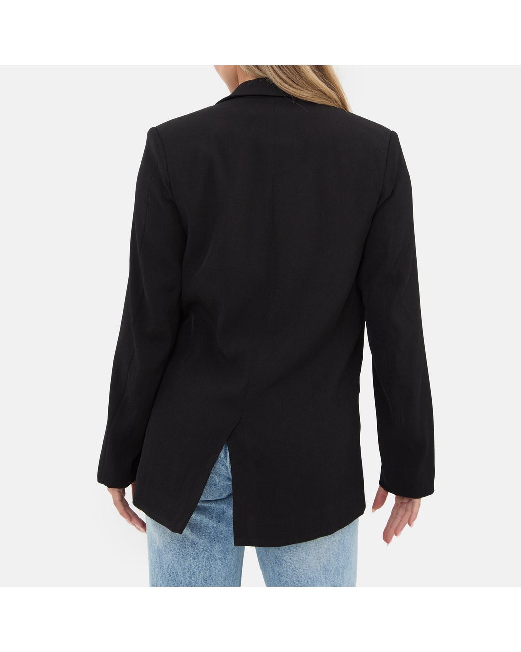 I Saw It First Black Soft Woven Long Sleeve Blazer