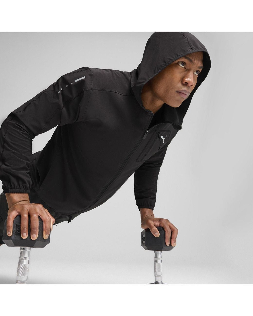 PUMA Black Flex Woven Tracksuit Top for men