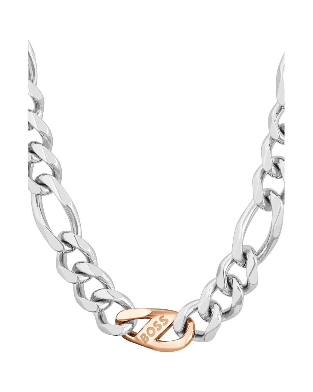 Boss Metallic Rian Stainless Steel Figaro Magnetic Chain Necklace for men