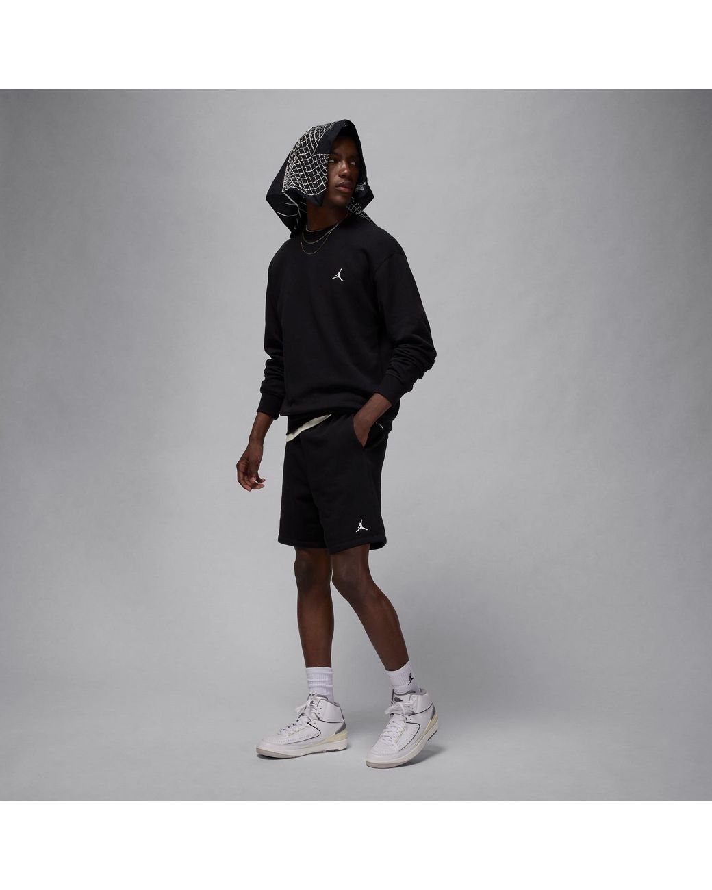 Nike Gray Aj Brooklyn Fleece Shorts for men