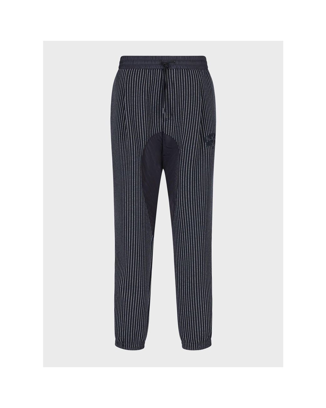 Emporio Armani Blue Striped Straight Leg Trousers for men