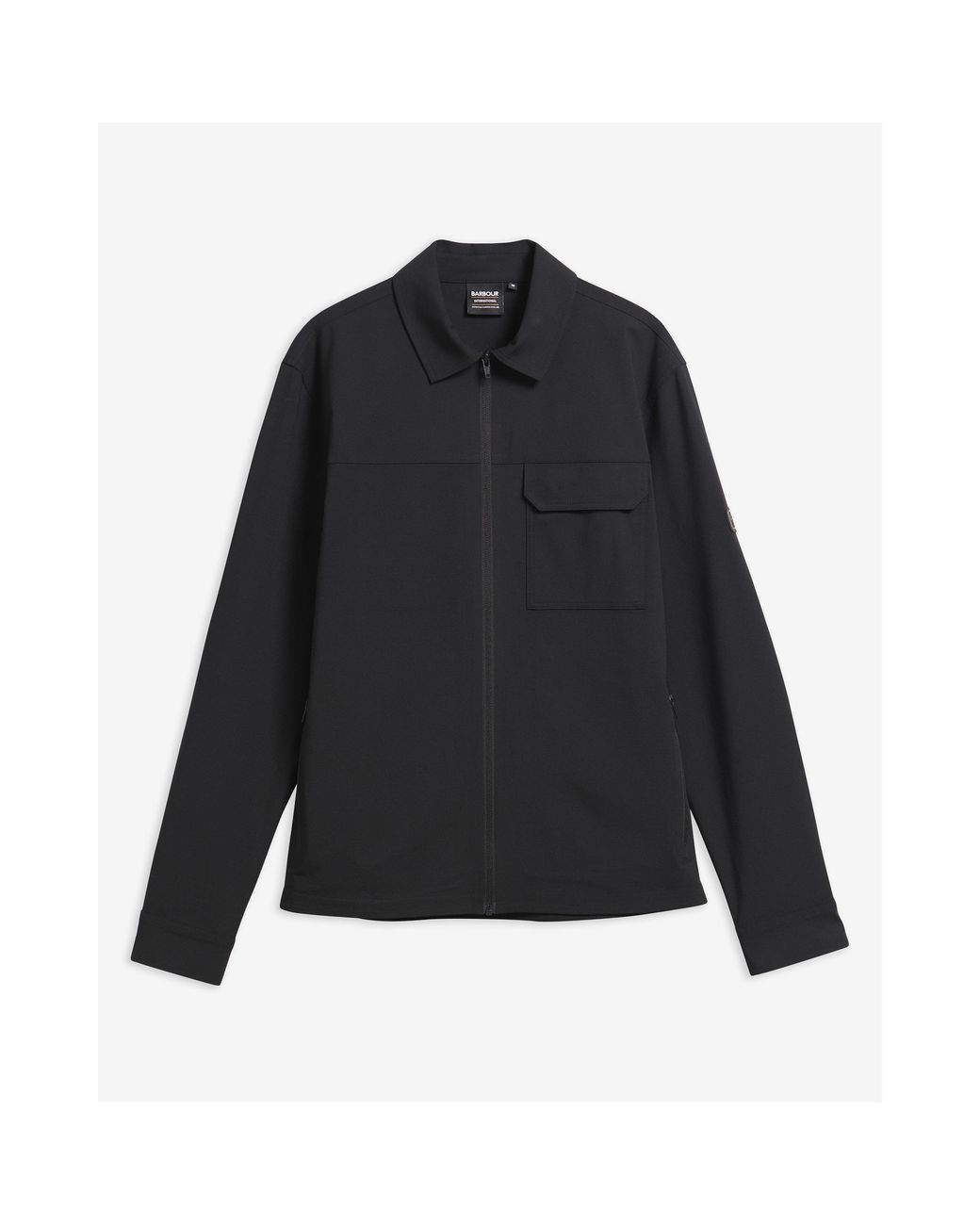 Barbour Black Tash Full-Zip Long-Sleeve Overshirt for men