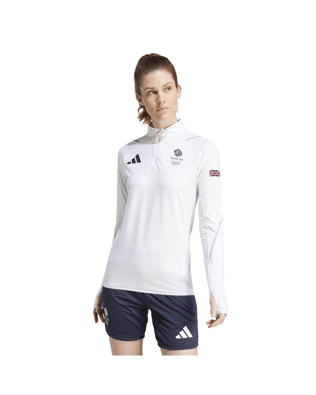 Adidas White Team Gb Performance Tracksuit Top