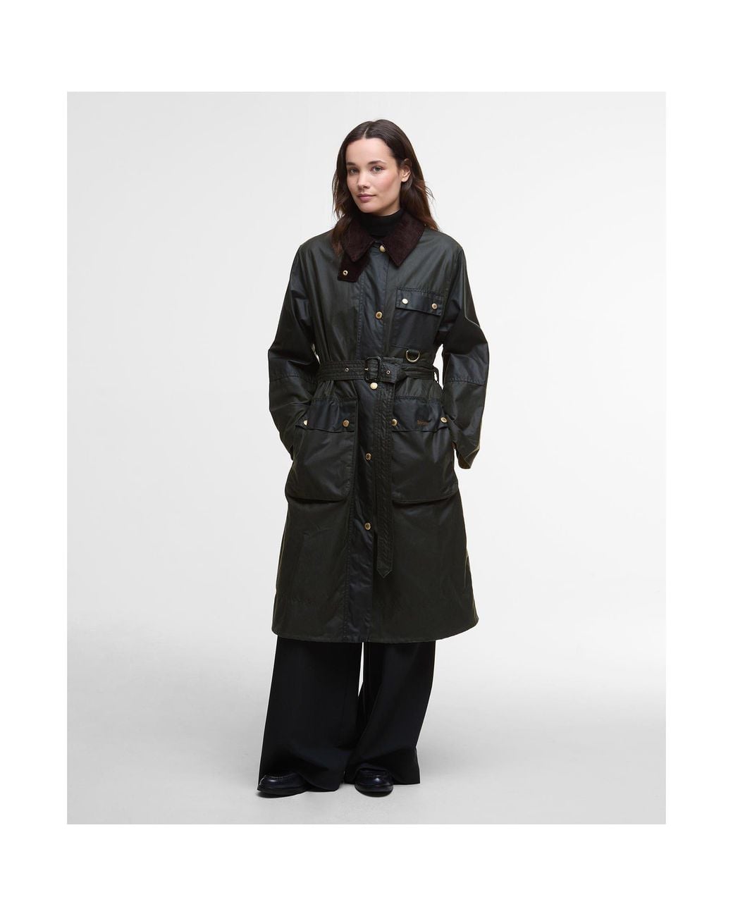 Barbour Black Milda Waxed Trench Belted Wax Jacket